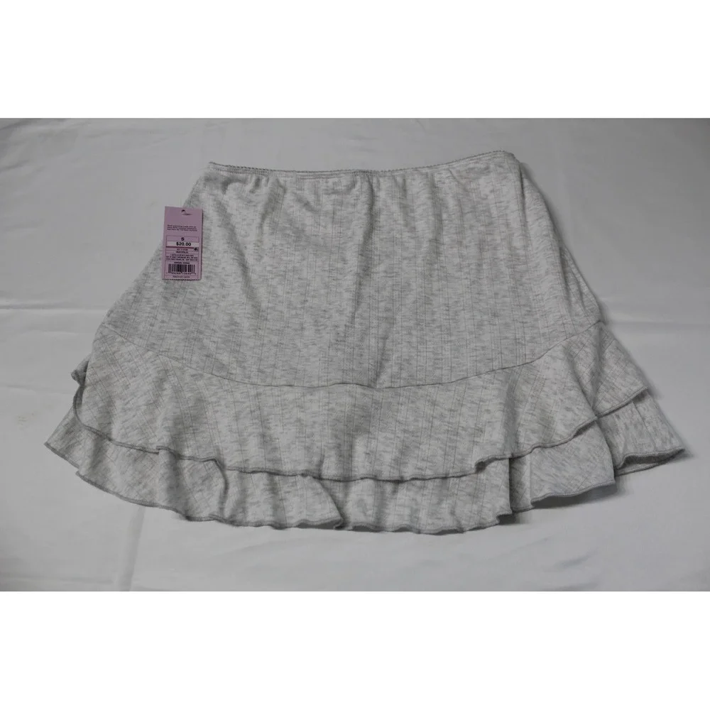 Wild Fable Womens Gray Ribbed Tiered‎ Ruffle Skort Mini Skirt Shorts Size S NWT